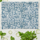 William Morris  Flowers Vogels Blauw Wit Theedoek (Gevouwen)