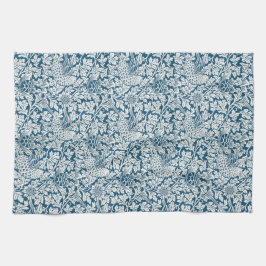 William Morris  Flowers Vogels Blauw Wit Theedoek
