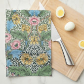 William Morris  Flowers Yellow Blue Theedoek (Quarter Fold)