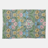 William Morris  Flowers Yellow Blue Theedoek (Horizontaal)