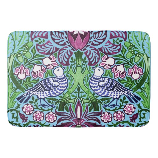 William Morris Folk Art Birds Bloemen Eikels Badmat (Voorkant)