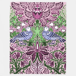 William Morris Folk Art Birds Bloemen Eikels Fleece Deken