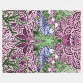 William Morris Folk Art Birds Bloemen Eikels Fleece Deken (Voorkant (Horizontaal))