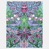 William Morris Folk Art Birds Bloemen Eikels Fleece Deken (Voorkant)