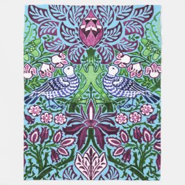 William Morris Folk Art Birds Bloemen Eikels Fleece Deken