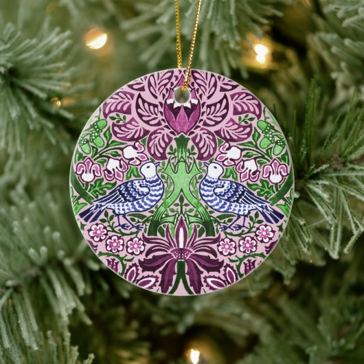 William Morris Folk Art Birds Bloemen Eikels Keramisch Ornament (Boom)