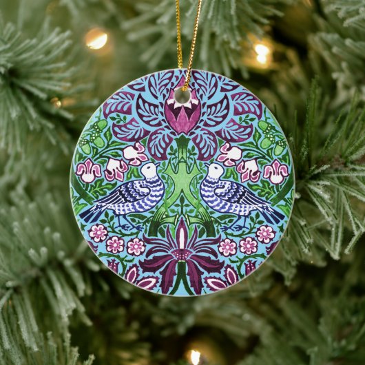 William Morris Folk Art Birds Bloemen Eikels Keramisch Ornament (Boom)