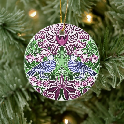 William Morris Folk Art Birds Bloemen Eikels Keramisch Ornament (Boom)