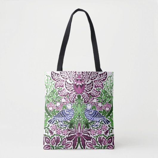 William Morris Folk Art Birds Bloemen Eikels Tote Bag (Voorkant)