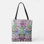 William Morris Folk Art Birds Bloemen Eikels Tote Bag (Achterkant)
