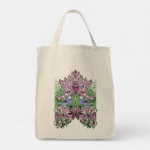 William Morris Folk Art Birds Bloemen Eikels Tote Bag (Achterkant)