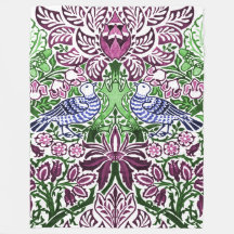 William Morris Folk Art Birds Flowers Acorns