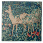 William Morris Forest Deer Floral Tegeltje (Voorkant)