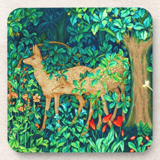 William Morris Forest Deer Tapestry Print Bier Onderzetter (Voorkant)