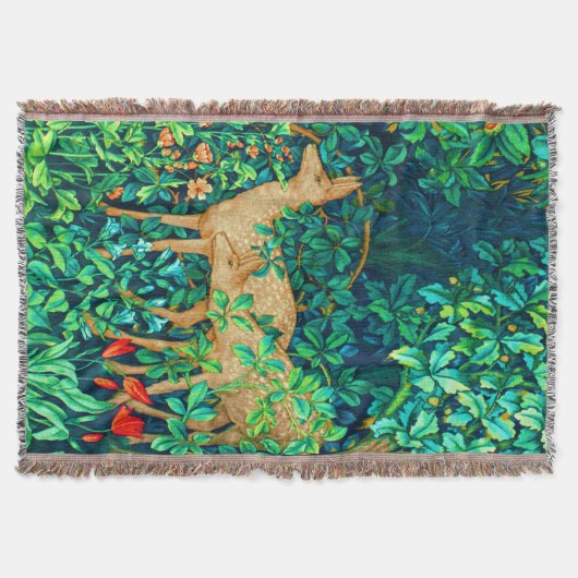 William Morris Forest Deer Tapestry Print Deken (Voorkant)