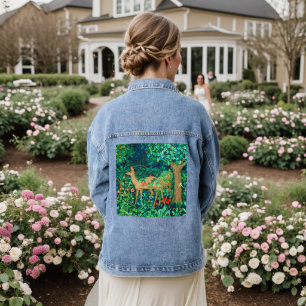 William Morris Forest Deer Tapestry Print Denim Jacket