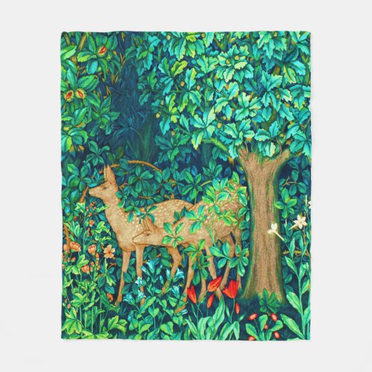 William Morris Forest Deer Tapestry Print Fleece Deken (Voorkant)