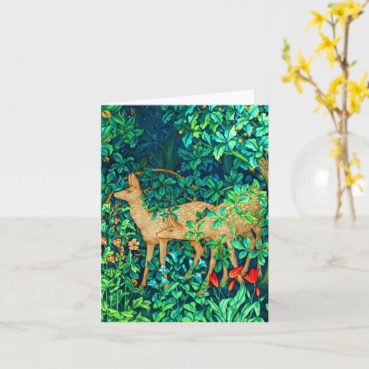 William Morris Forest Deer Tapestry Print Kaart (Gele Bloem)