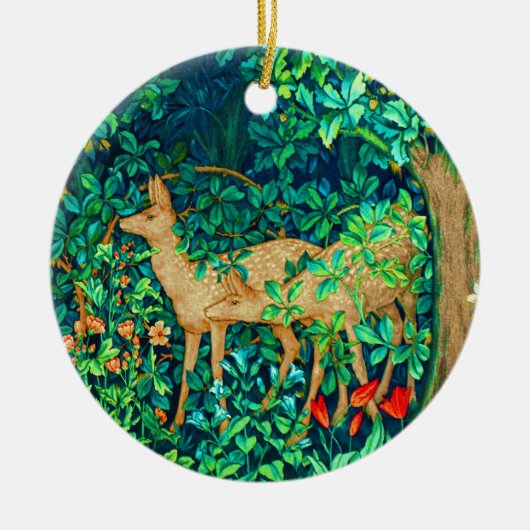 William Morris Forest Deer Tapestry Print Keramisch Ornament (Voorkant)