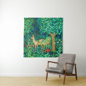 William Morris Forest Deer Tapestry Print Wandkleed (In situ)