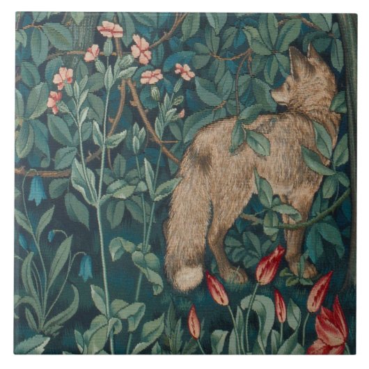 William Morris Forest Fox Floral Tegeltje (Voorkant)