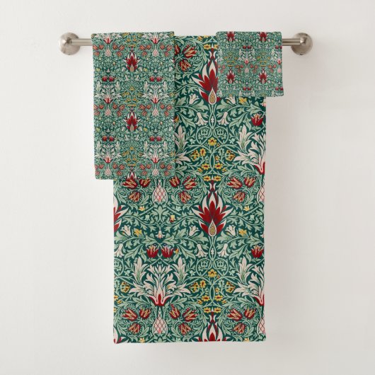 William Morris Forest Groen Bloemendessin Behang Bad Handdoek (Insitu)