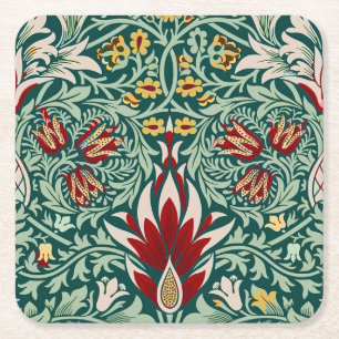 William Morris Forest Groen Bloemendessin Behang Kartonnen Onderzetters