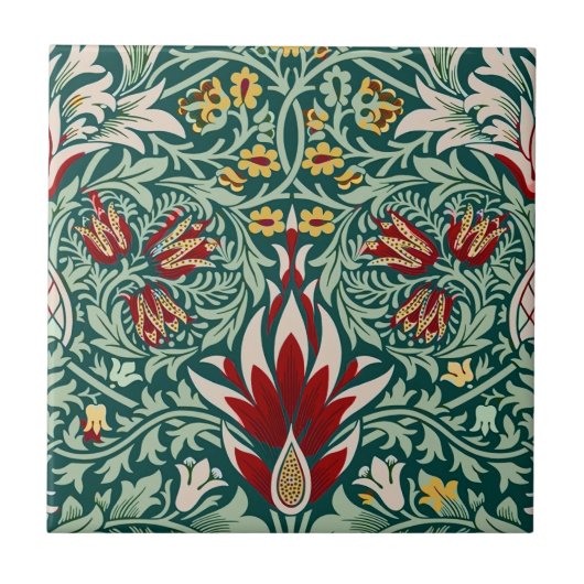 William Morris Forest Groen Bloemendessin Behang Tegeltje (Voorkant)
