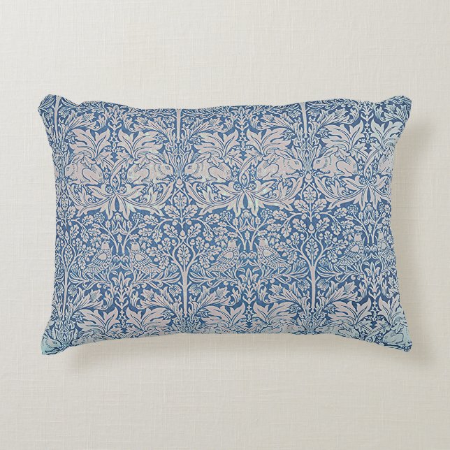  William Morris Forest Rabbit Bird Foliage Accent Kussen (Voorkant)