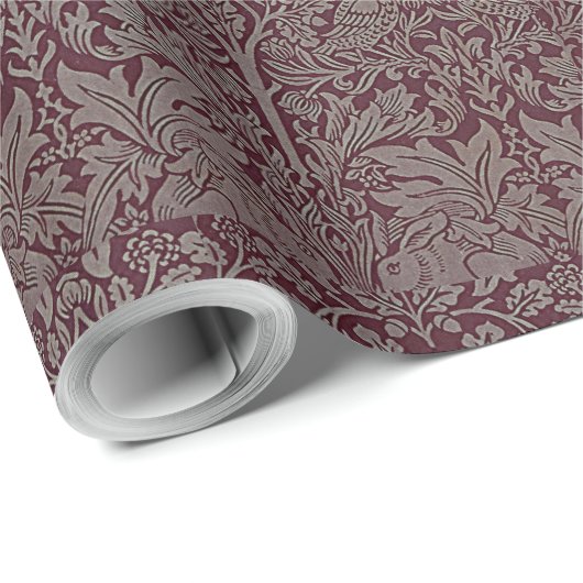  William Morris Forest Rabbit Bird Foliage Cadeaupapier (Rol Hoek)