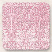 William Morris Forest Rabbit Bird Foliage Pink Bier Onderzetter (Voorkant)