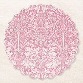 William Morris Forest Rabbit Bird Foliage Pink Kartonnen Onderzetters (Voorkant)