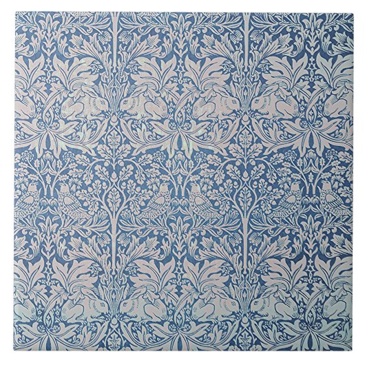  William Morris Forest Rabbit Bird Foliage Tegeltje (Voorkant)