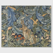 William Morris Forest Rabbit Floral Art Nouveau Cadeaupapier (Vlak)
