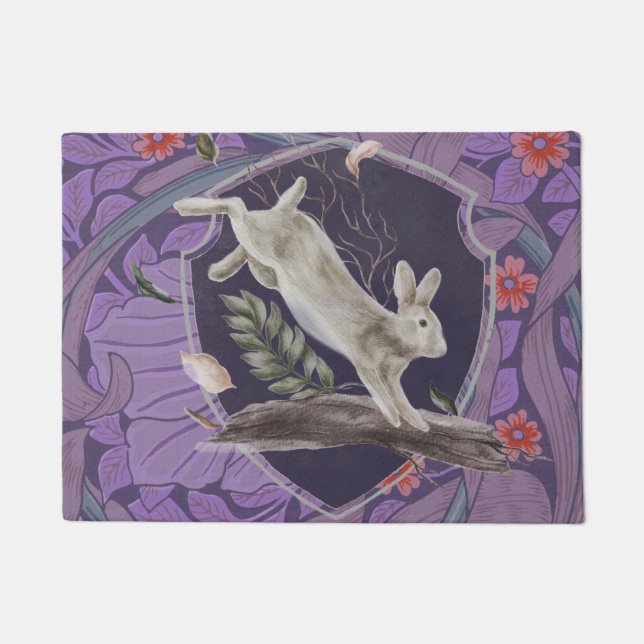 William Morris Forest Rabbit Floral Art Nouveau Deurmat (Voorkant)