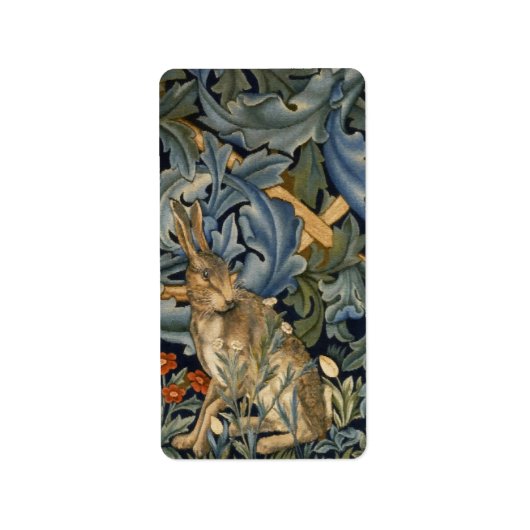 William Morris Forest Rabbit Floral Art Nouveau Etiket (Voorkant)