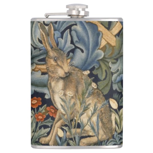 William Morris Forest Rabbit Floral Art Nouveau Heupfles (Voorkant)