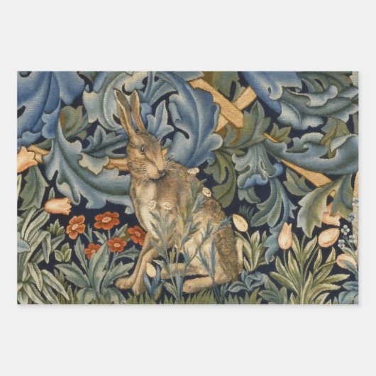 William Morris Forest Rabbit Floral Art Nouveau Inpakpapier Vel (Voorkant)