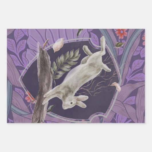 William Morris Forest Rabbit Floral Art Nouveau Inpakpapier Vel (Voorkant 2)