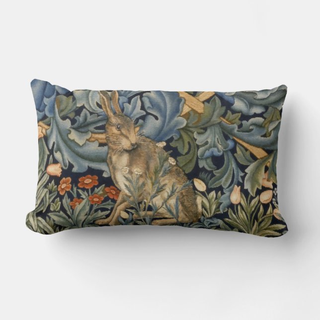 William Morris Forest Rabbit Floral Art Nouveau Kussen (Voorkant)