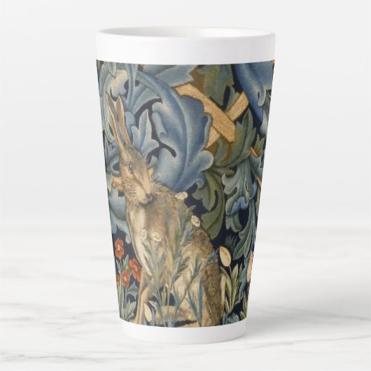 William Morris Forest Rabbit Floral Art Nouveau Latte Mok (Voorkant)