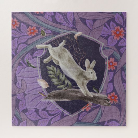 William Morris Forest Rabbit Floral Art Nouveau Legpuzzel (Horizontaal)