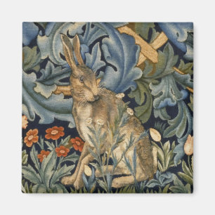 William Morris Forest Rabbit Floral Art Nouveau Magneet
