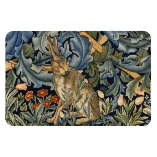 William Morris Forest Rabbit Floral Art Nouveau Magneet (Horizontaal)