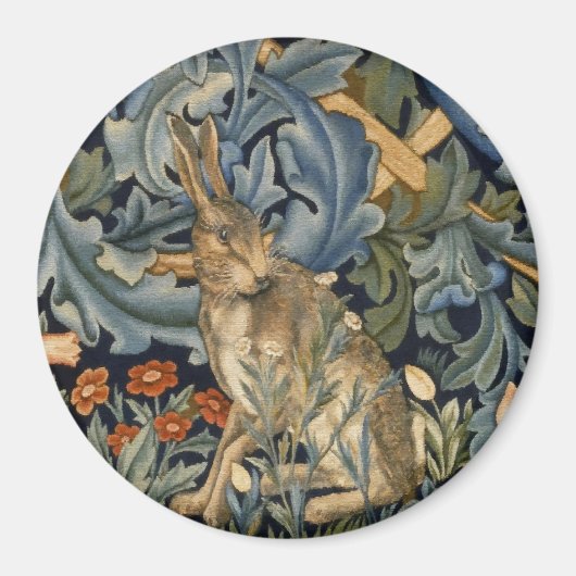 William Morris Forest Rabbit Floral Art Nouveau Magneet (Voorkant)