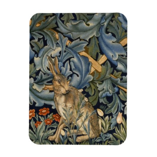 William Morris Forest Rabbit Floral Art Nouveau Magneet (Verticaal)