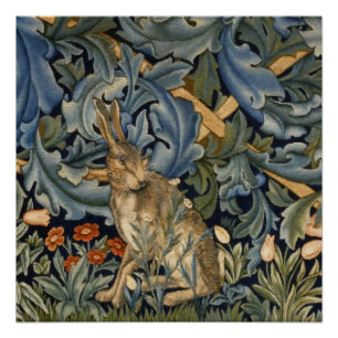 William Morris Forest Rabbit Floral Art Nouveau Perfect Poster
