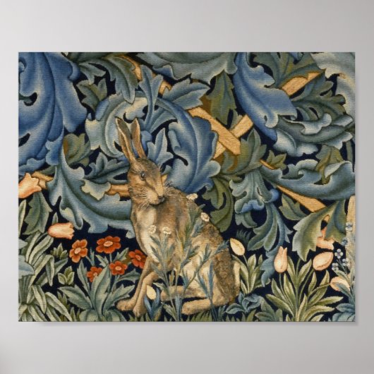William Morris Forest Rabbit Floral Art Nouveau Poster (Voorkant)