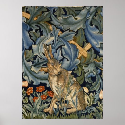 William Morris Forest Rabbit Floral Art Nouveau Poster (Voorkant)