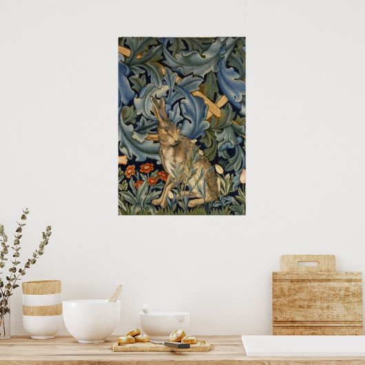 William Morris Forest Rabbit Floral Art Nouveau Poster (Keuken)